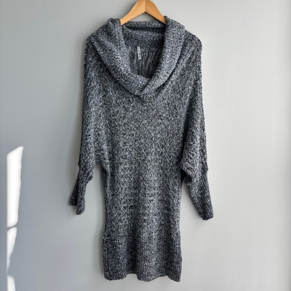 Tricot Joli Marble Gray Cowl Neck Sweater Dress Tunic Long Sleeve Size Large